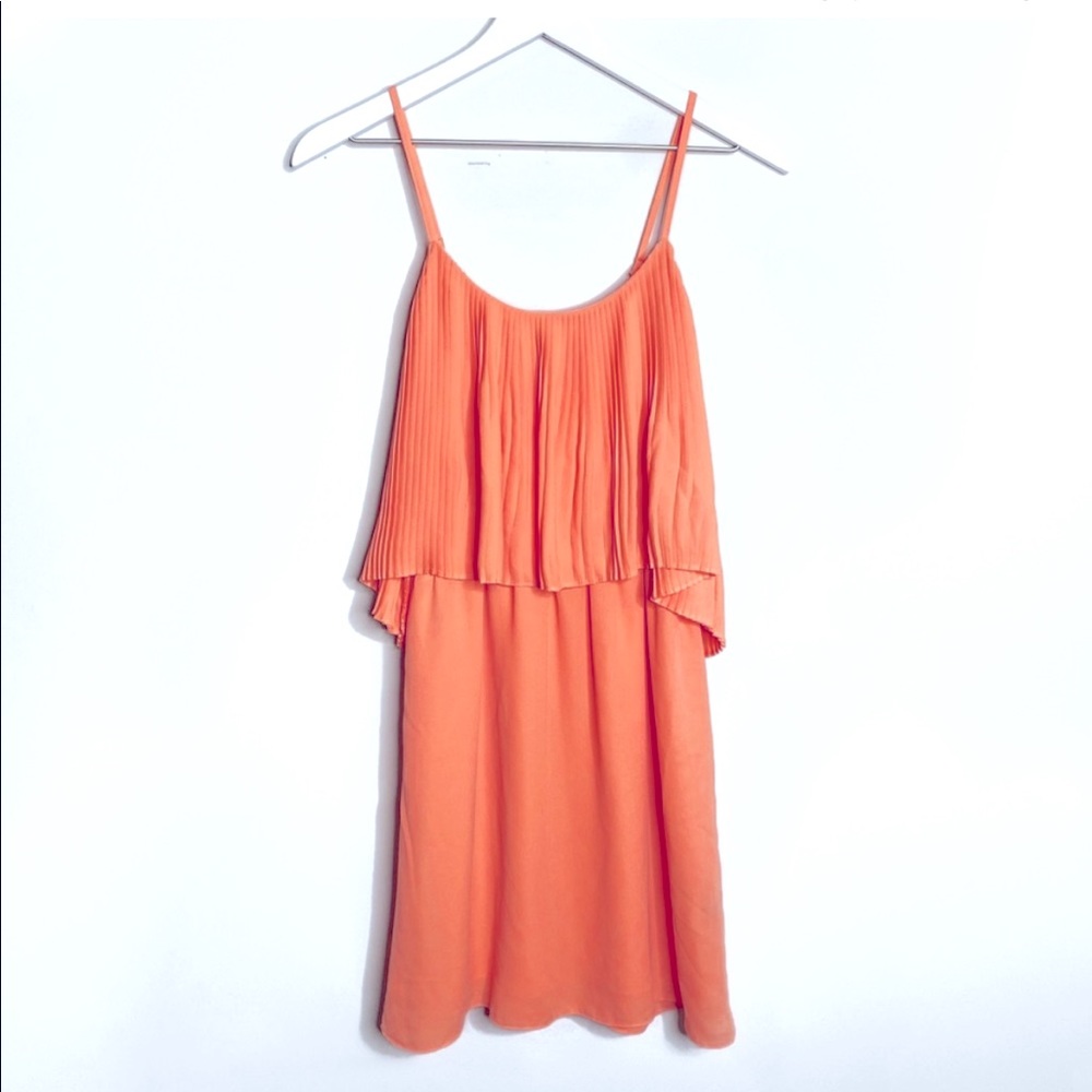 Peach Pleated Cami Mini Dress, S